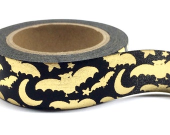 Gold Foil Bats Halloween Washi Tape