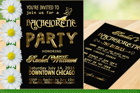 Black And Gold Bachelorette Party Invitations 5