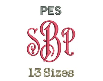Carson Monogram Font Embroidery Fonts - 13 Size Monogram Fonts PES File Format Machine Embroidery Font Design - Instant Download