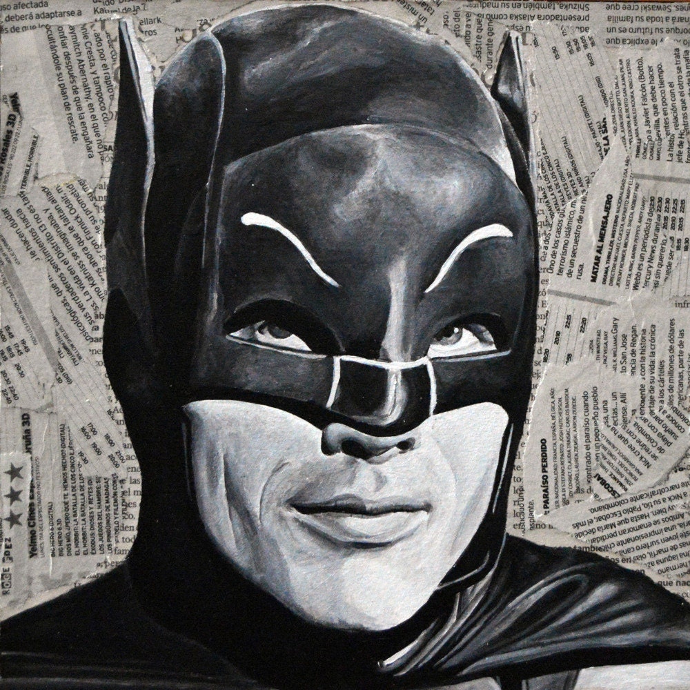 Adam West is Batman. Acrylic portrait. Printable