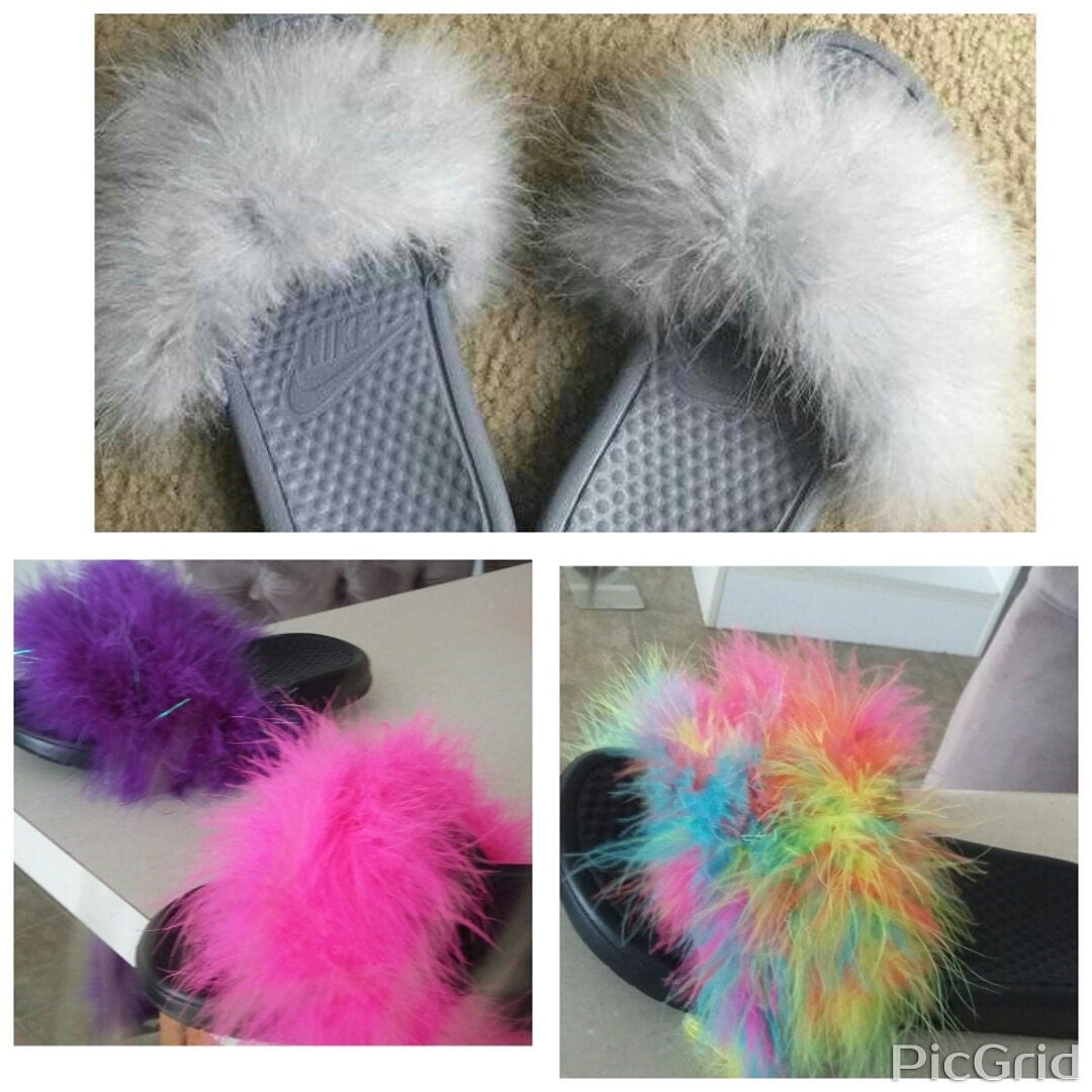 furry flip flops nike