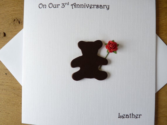 3rd wedding anniversary card three years leather third