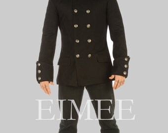 Mens fitted Steampunk Military style Top jacket Ari