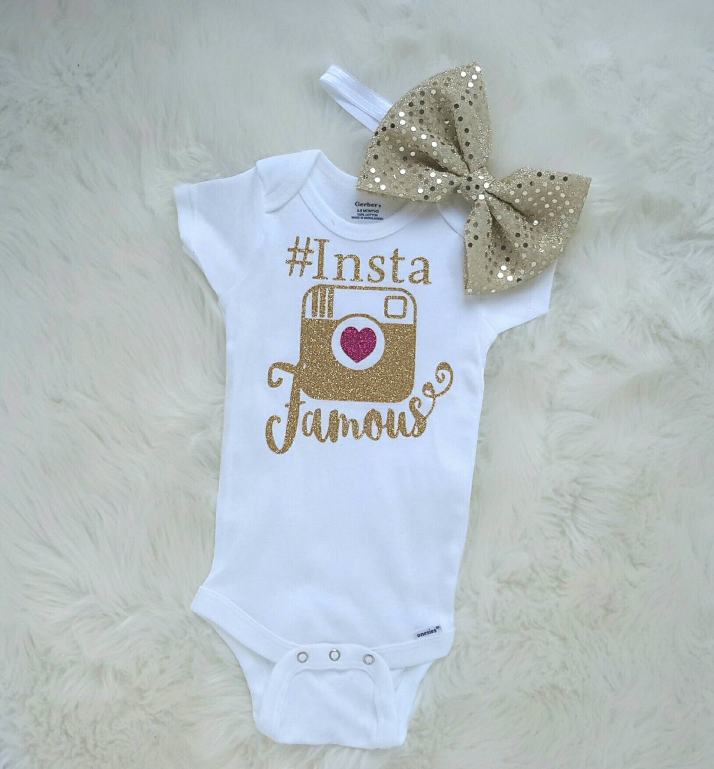 Insta famous onesie/glitter onesie/infant bodysuit/ baby girl