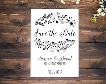 Floral Save The Date Cards, Printed Save The Date Cards, Personalised Save The Date Cards, Wedding Invitations, Personalised Wedding x 20