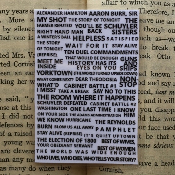 Hamilton Tracklist Bookmark All Song Titles 4 by markyourbook