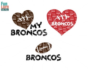 Football SVG, Football season , Broncos , Football, Love my Broncos, Heart, ball ,Digital Cutting File, svg png dxf eps zip | svg file