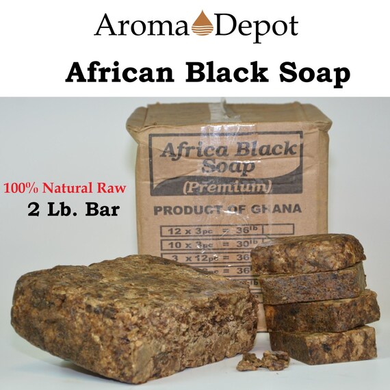 2 Lb. Bar Raw African Black Soap 100% Organic by AromaDepot1