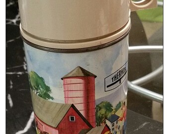 Vintage 1962 King Seeley Metal Thermos PETS PALS FARM