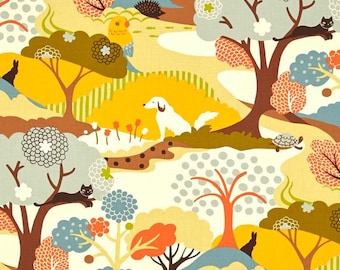 Dog Fabric | Cat Fabric | Momo | Forest Print | Tree Fabric | Enchanted Forest | Woods | Large Tree Print | Cute Dog Fabric | Parrots