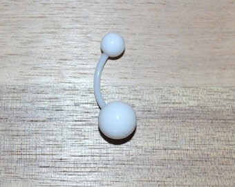 White Acrylic Balls Flexible PTFE Belly Button Ring Navel Body Piercing Jewelry