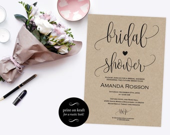 Bridal shower Invitation - Bridal Shower Invites - Printable Bridal Shower template - Wedding Shower Invite - PDF Instant Download #WDH0086