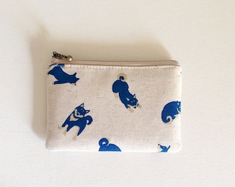 mini zipper pouch - shiba-inu (natural)