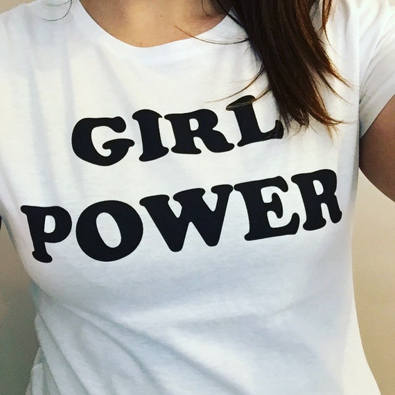 Girl power t-shirt lovely white tee with black text. by missharry