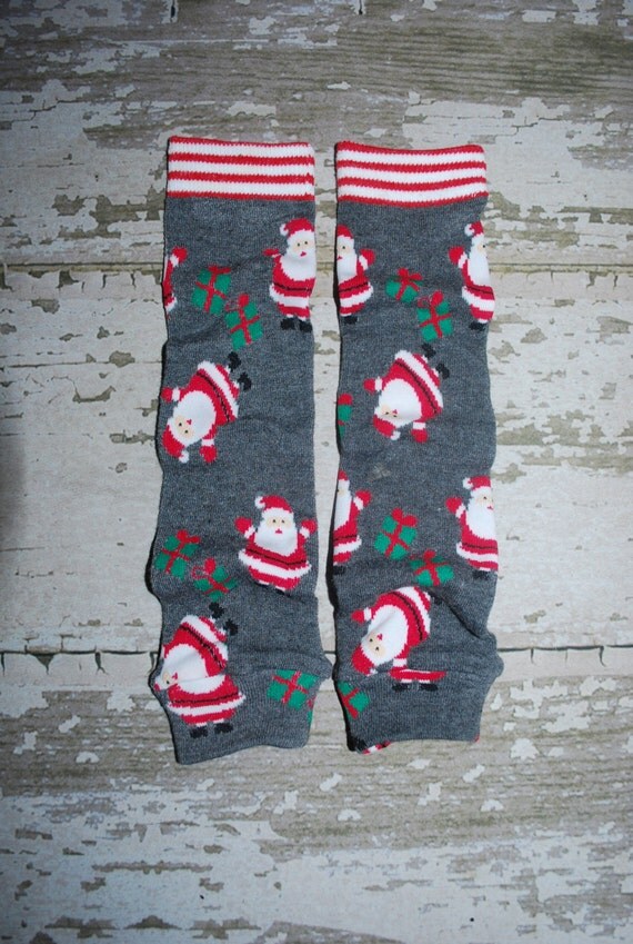 baby leg warmers santa presents christmas grey by knottybabywear