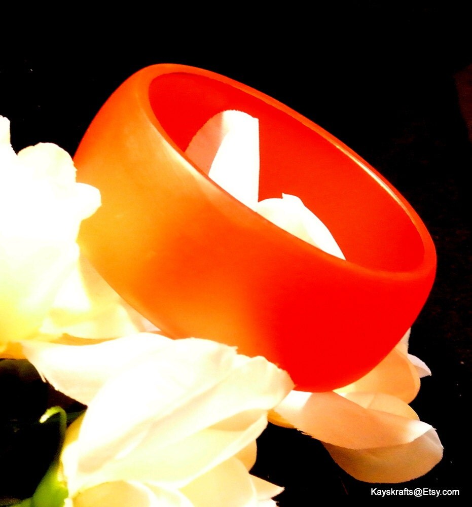 Frosted Orange Lucite Bangle Orange Lucite Bangle Bracelet