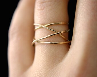 Large Gold Wrap ring, 14k gold fill wraparound ring, wrapped gold ring, gold cocktail ring, gold wrap around ring, delicate gold ring
