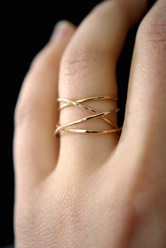 Large Gold Wrap ring 14k gold fill wraparound ring wrapped