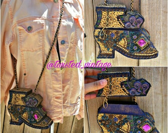 Unique Vintage Victorian Shoe Novelty Bag Purse