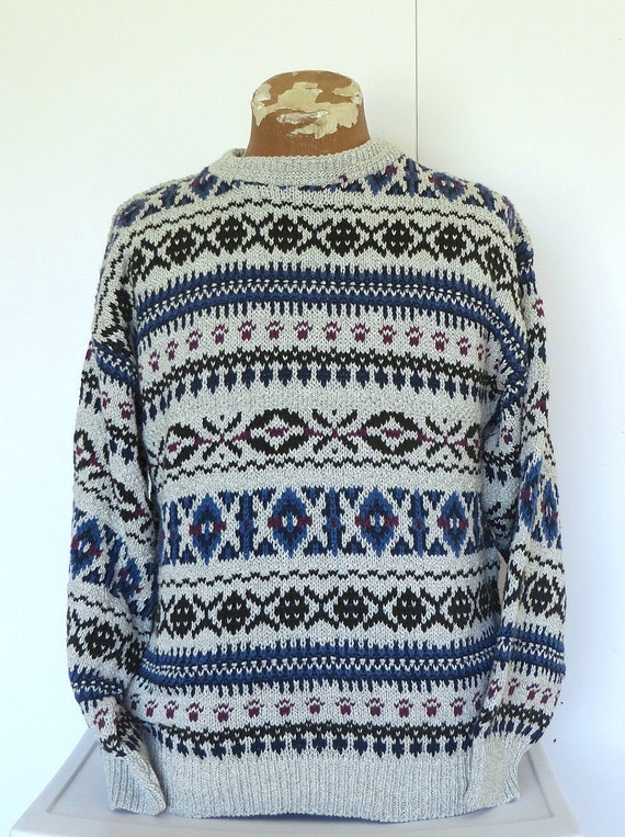 Fair Isle Style Vintage Sweater Scottish Isle /Hand Framed