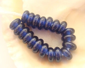 20 Blue Aventurine Spacer Beads Handmade Lampwork