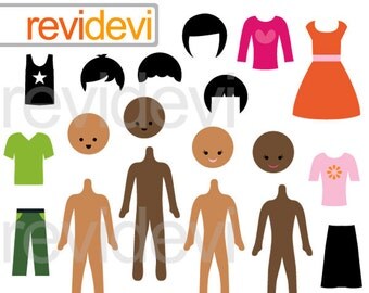 DIY Make your own paper dolls boys and girls clipart - Build your friends clipart - mix and match - instant download