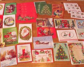 Lot of 30 Vintage 1960s 1970s Christmas Cards All Unused