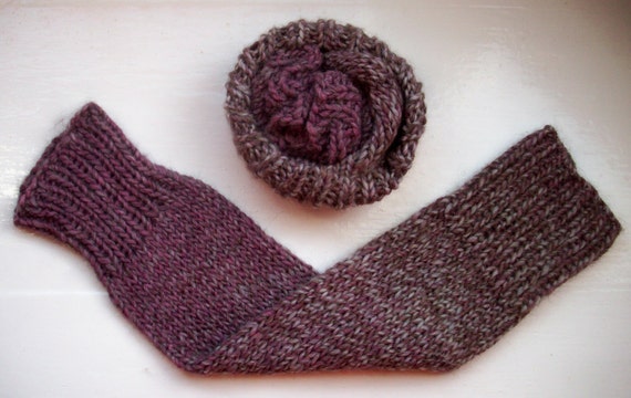 Leg warmers, unisex, chunky, wool alpaca mix, warm, soft, variegated heather purples
