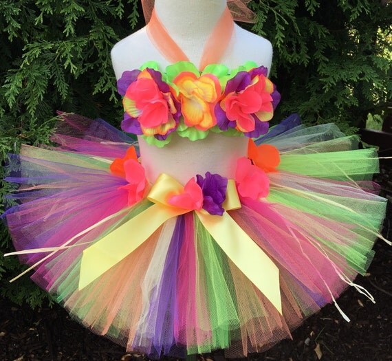 Items similar to Baby Girl 1st Birthday Outfit Luau Birthday Tutu