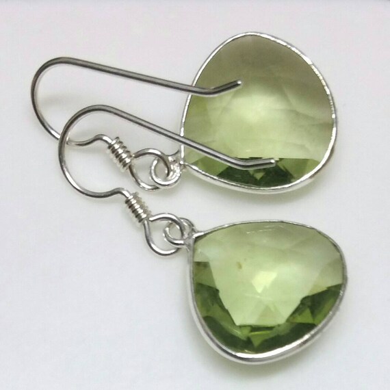 Green Amethyst Earrings Prasiolite Earrings Sterling Silver