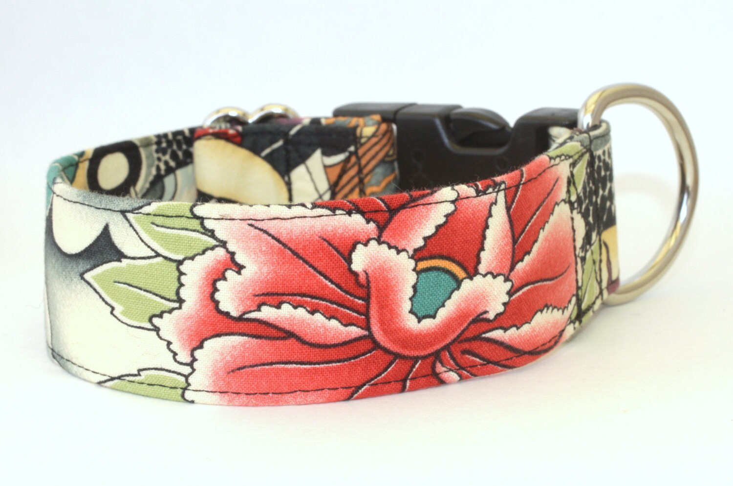 Zen Lotus Dog Collar Martingale & Buckle 1 2 Inch Width