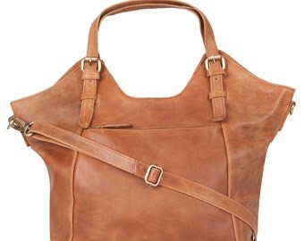 Tan Leather Handbag, Tote, Bag, Shoulderbag