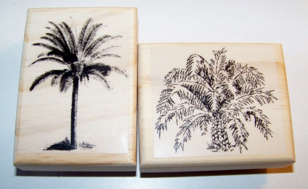 Palm Trees Lot of 2 new rubber art stamps palm tree