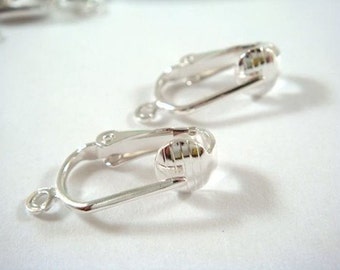 24 Silver Clip On Earrings Pierced Look Wire Silver Plated - 24 pc - F4067EW-S24