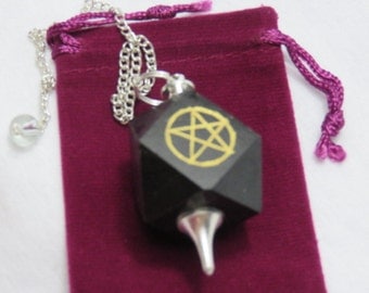 BLACK AGATE PENTACLE Pendulum Dowsing Divination Tool Pendulum Healing Crystal Healing Stone Reiki Chakra Spiritual Meditation
