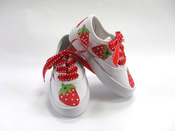 Strawberry Shoes Hand Painted Canvas Sneakers Strawberry