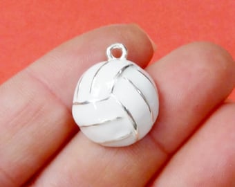 4, Enamel Volleyball Charms 17x21x7mm, Hole: Approx. 2mm