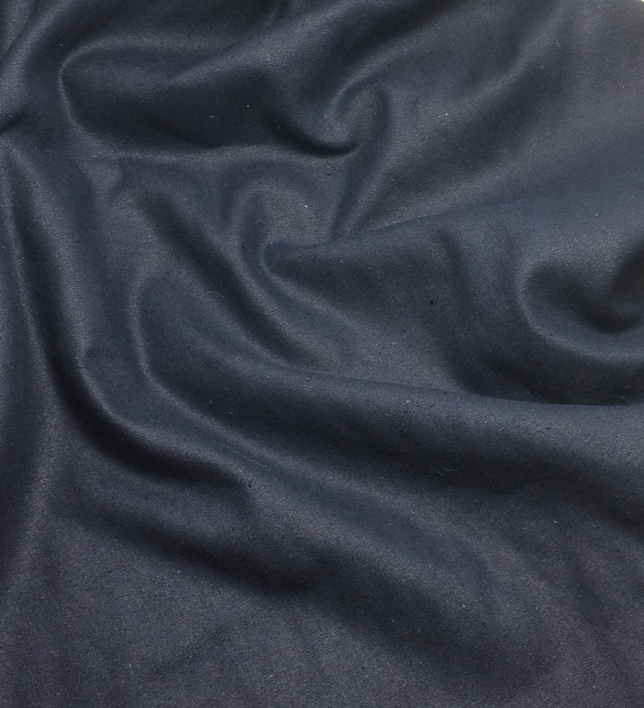 NAVY BLUE Raw Silk Noil Fabric 1 Yard