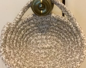 Hanging Basket - Doorknob Basket - Coiled Fabric Basket - 8" wide 4" tall
