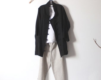 linen outfit tank top jacket pants handmade to measure petite to plus size by annyschoo