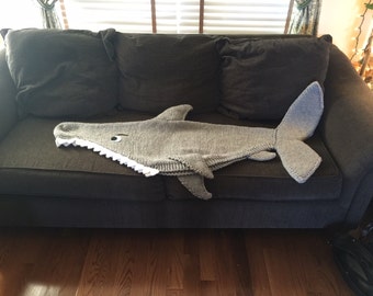 Shark Attack! Lap Blanket Knitting Pattern -- PDF 420 -- INSTANT DOWNLOAD