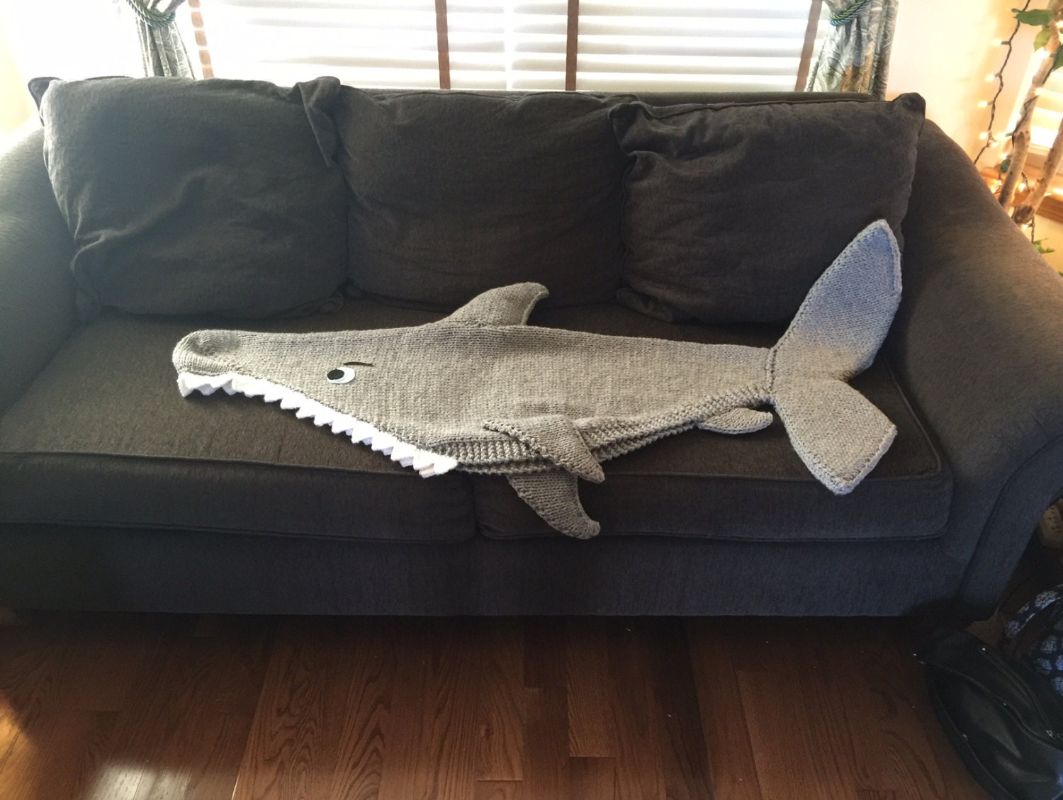 Shark Attack Lap Blanket Knitting Pattern PDF 420