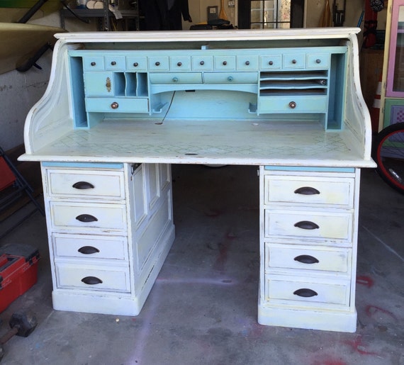 Items similar to Refurbished Roll top desk on Etsy