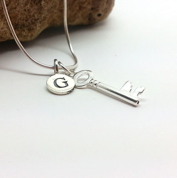 Personalised Key Initial Necklace 21st Birthday Key of the