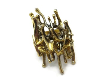 Brutalist Jewelry - Brutalist Ring, Arthur Pepper, Art, Adjustable Statement Ring, Abstract Mid Century Modern Costume Jewelry