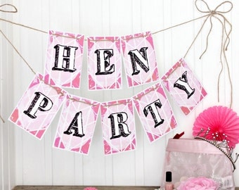 Hen Party Bunting. Hen Party Banner. Bunting. Bright Bunting. Garland. Hen Night Bunting. Hen Do Bunting. Hen Party. Hen Party Decorations.