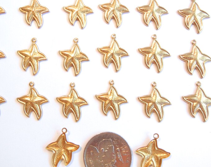 30 Small Brass Starfish Charms