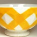 30's French café au lait bowl, White porcelain with yellow plaid.