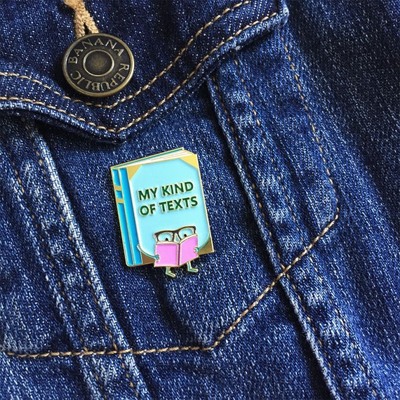 My Kind of Texts Enamel Pin - book reading glasses lapel