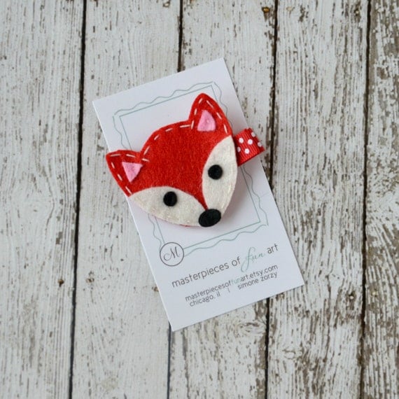 fox felt hair clip animal clippies animal feltie fox felt hair clip animal clippies animal feltie